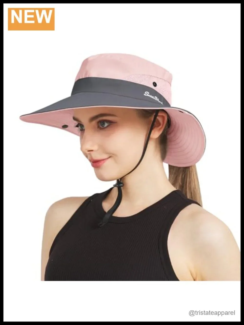 UPF 50+ Fishing Bucket Sun Hat with Ponytail Hole for Women Men Adjustable